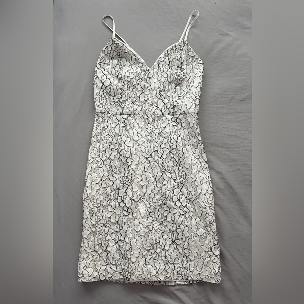 Formal White + Black Lace Dress